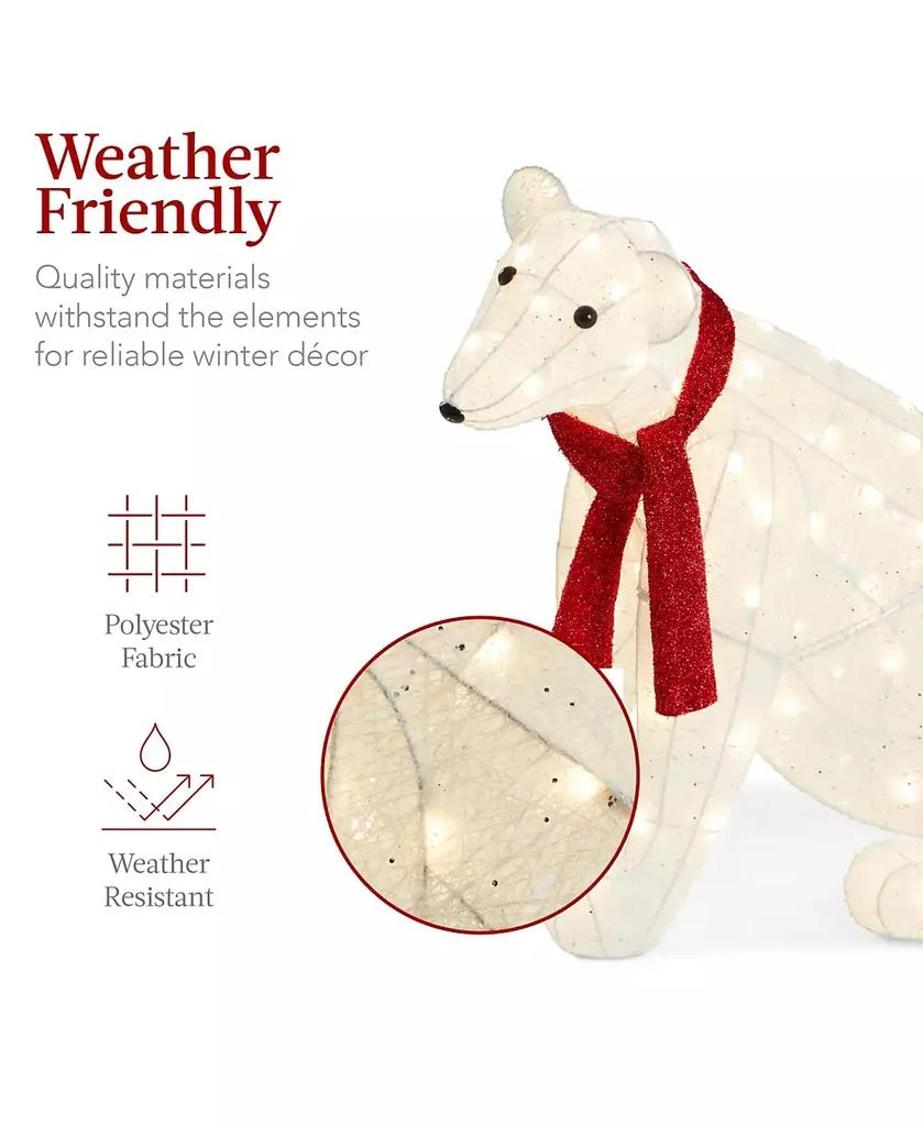Best Choice Products Large Lighted Polar Bear Family w/ 145 Pre-Strung LED Lights, Zip Ties, Ground Stakes - Red/White 5