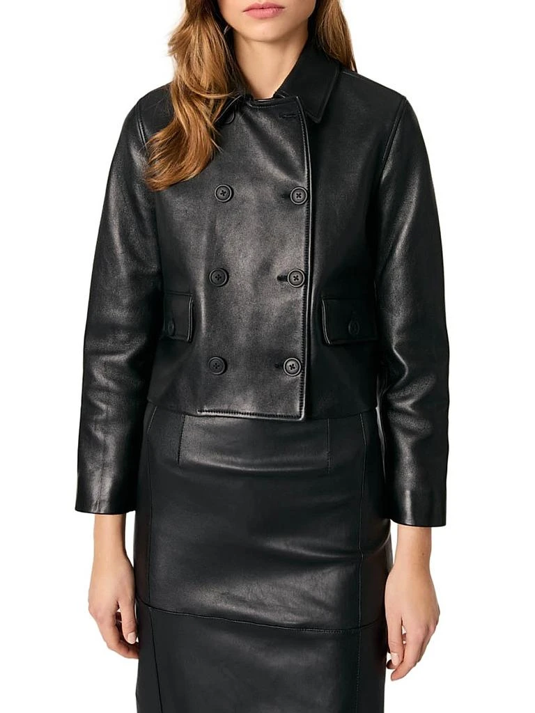 Maje Cropped Leather Jacket 5