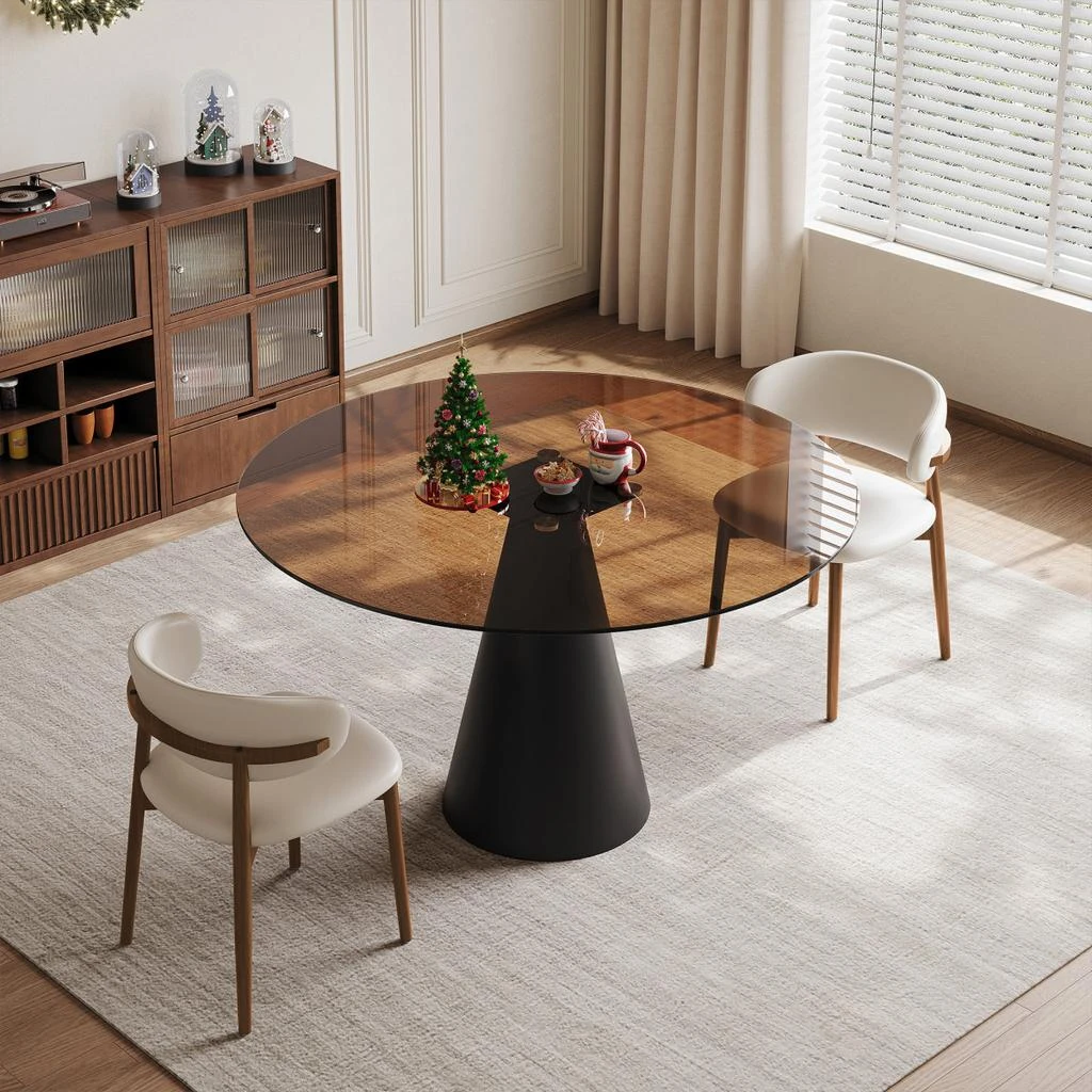 Streamdale Furniture Streamdale 35" Round Glass Dining Table with Carbon Steel Legs (Seats 2-4) 5