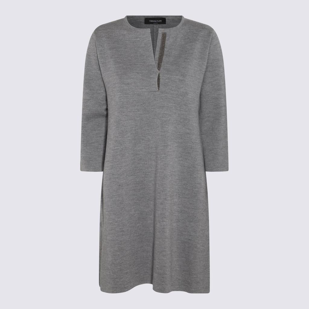 ワンピース FABIANA FILIPPI GREY WOOL DRESS Fabiana Filippi FABIANA FILIPPI GREY STONE VIRGIN WOOL DRESS