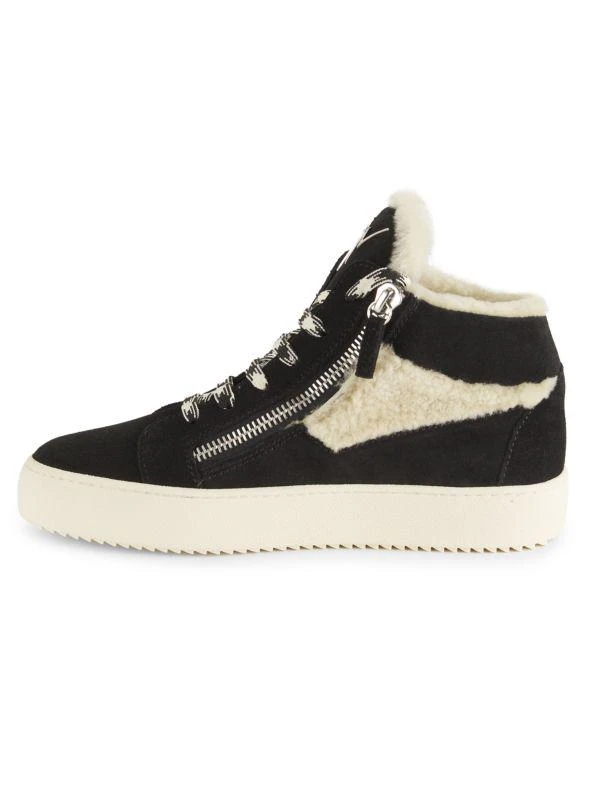 Giuseppe Zanotti Shearling & Suede Mid-Top Sneakers 4