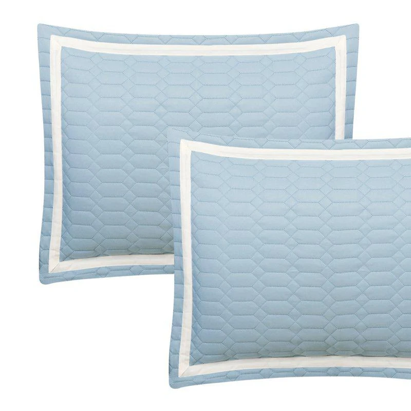 Chic Home Design Marla 2 Piece Quilt Cover Set Hotel Collection Two Tone Banded Geometric Embroidered Quilted Bedding TWIN 2