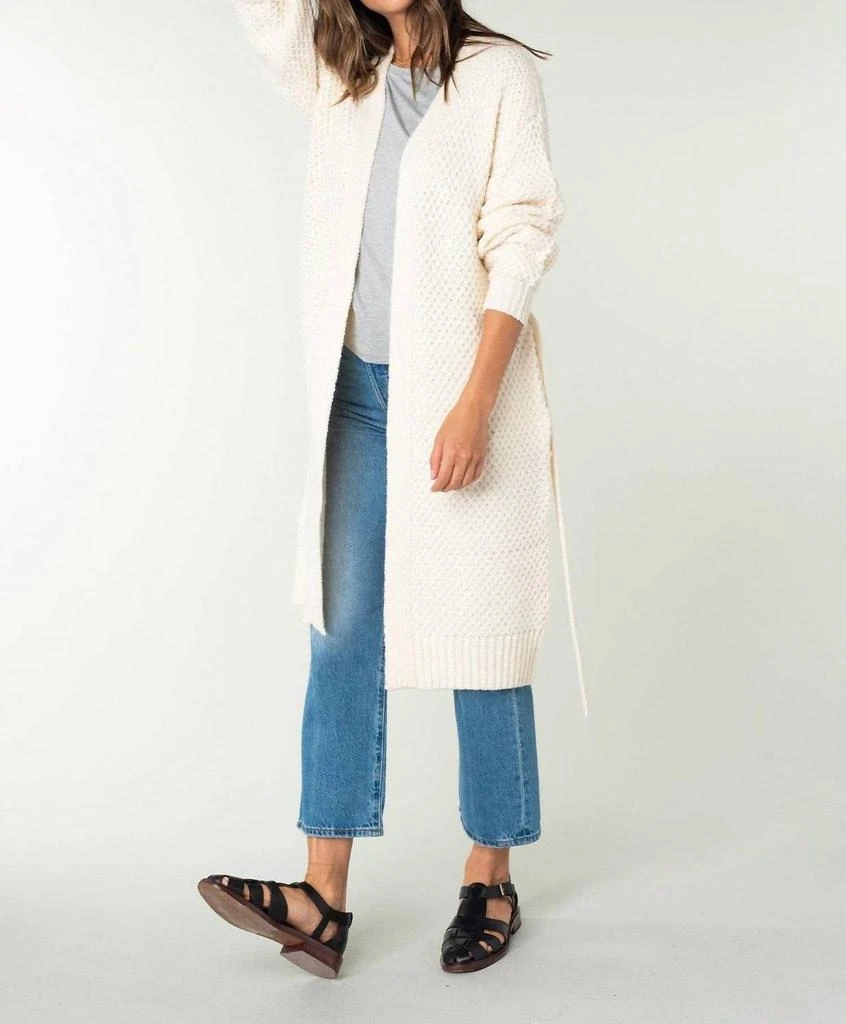 LOVESTITCH Front Tie Long Sleeve Cardigan In Natural 3