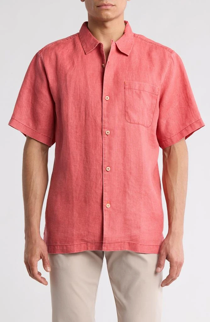 Tommy Bahama Sea Glass Short Sleeve Button-Up Linen Camp Shirt 1