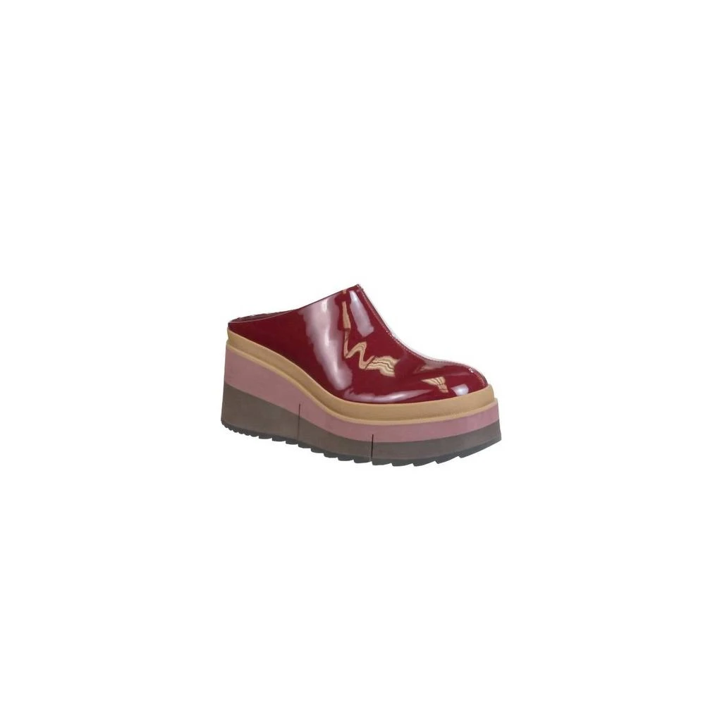 Naked Feet Coach Platform Clog Shoes In Deep Red 1