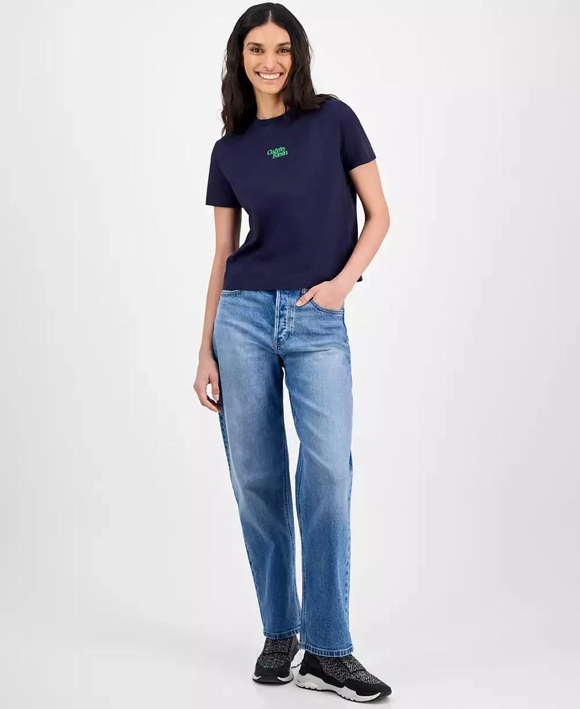 Calvin Klein Women's Flocked Logo Slim T-Shirt 4