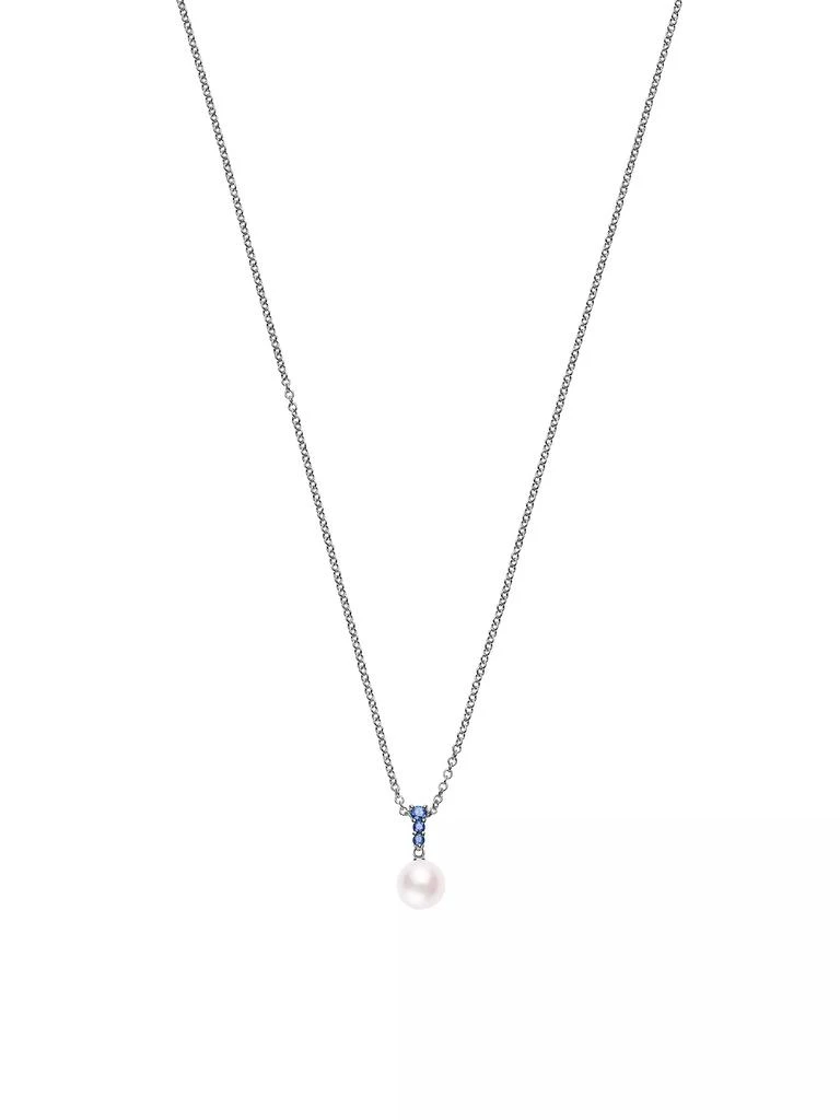 Mikimoto Morning Dew 8MM White Cultured Akoya Pearl, Sapphire & 18K White Gold Pendant Necklace 1