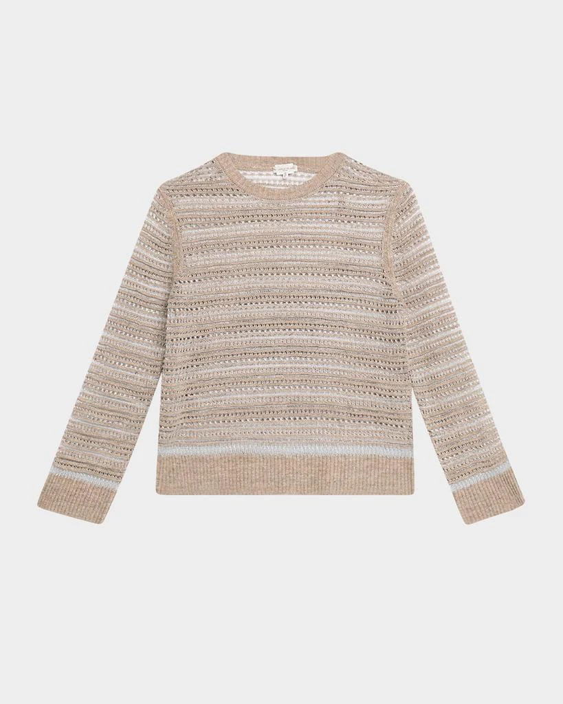 Lafayette 148 New York Crewneck Textured Lace & Ottoman Stitch Sweater 1