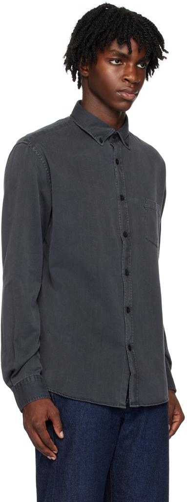 Sunspel Gray Pocket Denim Shirt