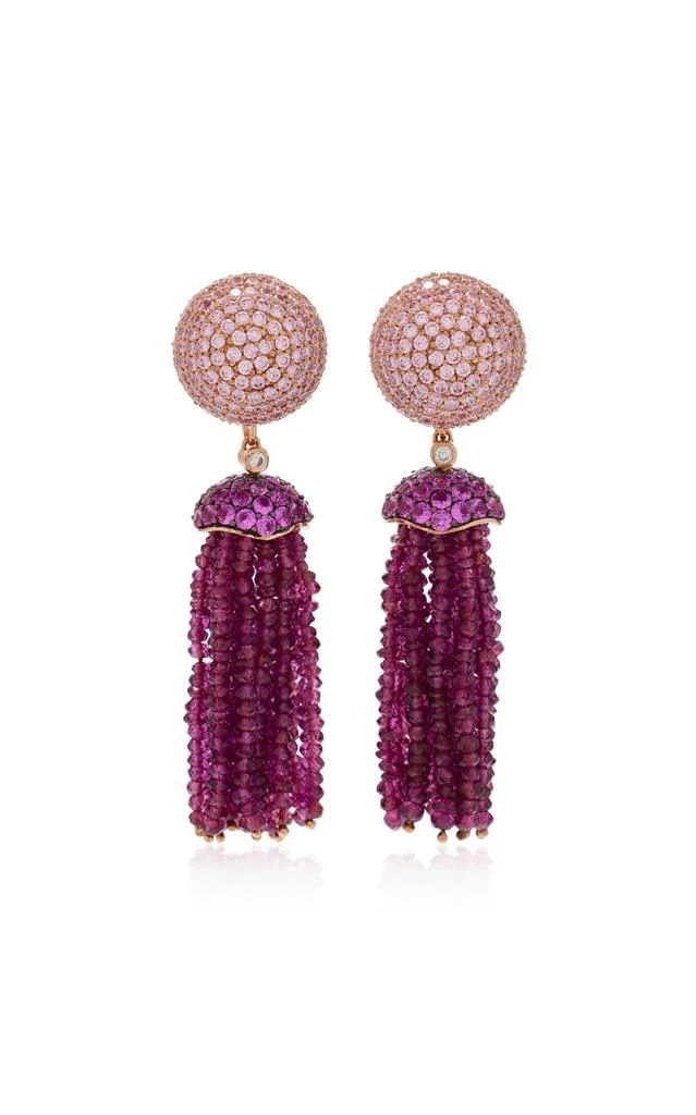Anabela Chan Anabela Chan - Bauble Tassel 18K Rose Gold Vermeil Sapphire; Garnet Earrings - Pink - OS - Moda Operandi - Gifts For Her 1