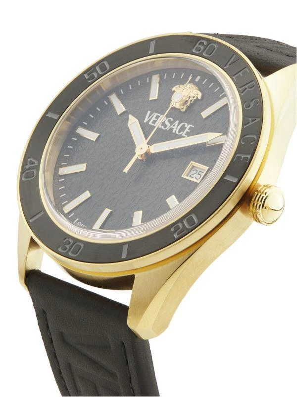 Versace V-Dome Ion-Plated Gold Stainless Steel
Leather-Strap Watch/42MM 3