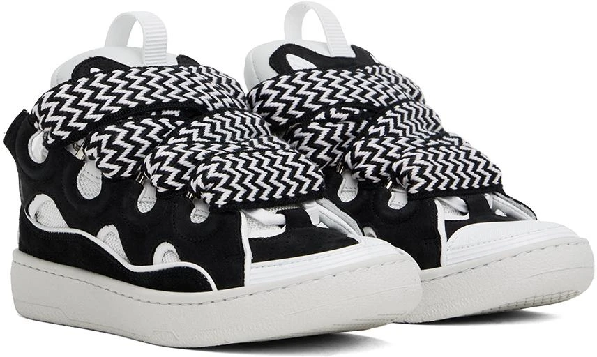 Lanvin Black & White Leather Curb Sneakers 4