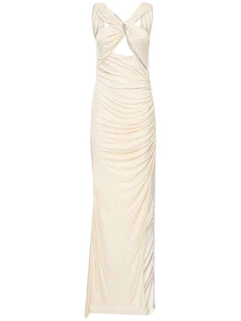 Zuhair Murad Draped Jersey Crossed Neck Long Dress 1