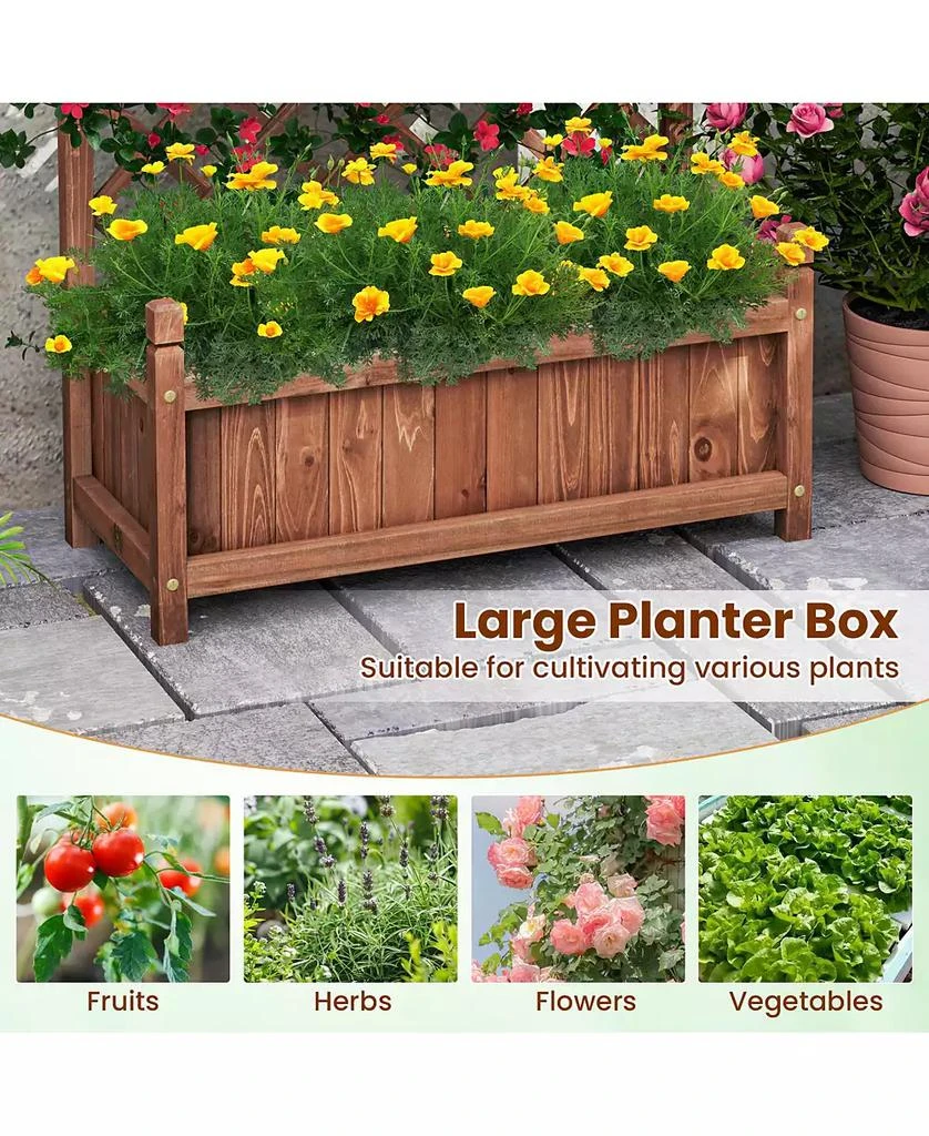 Gymax 2PCS 60

 Tall Raised Garden Bed w/ Diamond Lattice Trellis Drainage Holes Outdoor 8