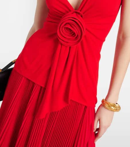 Balmain Floral-appliqué gathered crêpe top 5