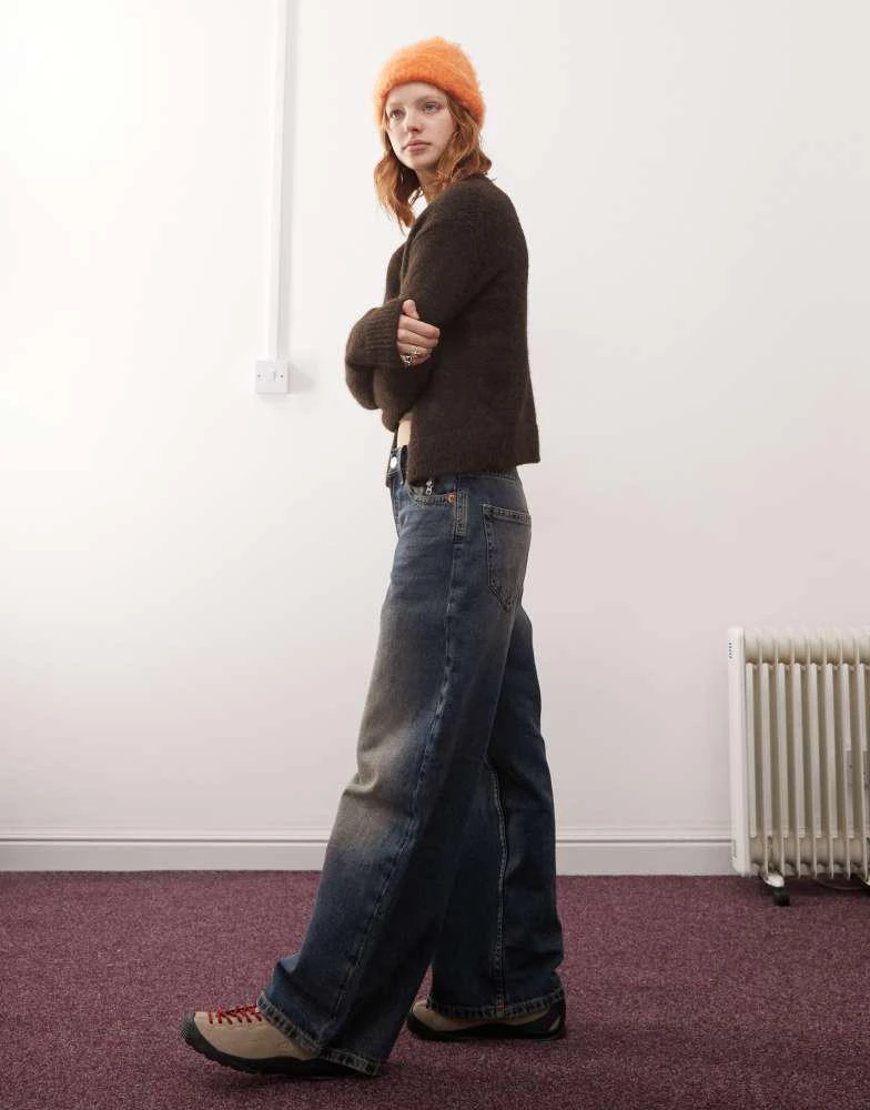 Monki Monki Peggy low waist baggy jeans in vintage blue wash 3
