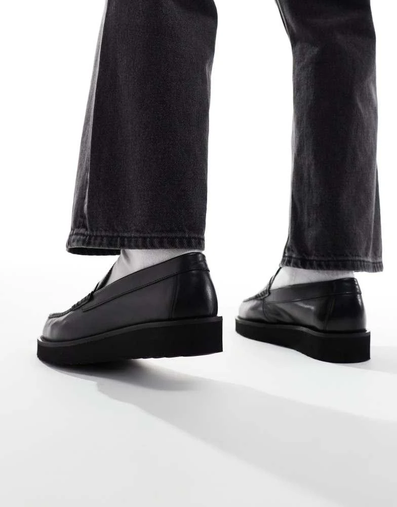 ASOS ASOS DESIGN penny loafer in black leather 4