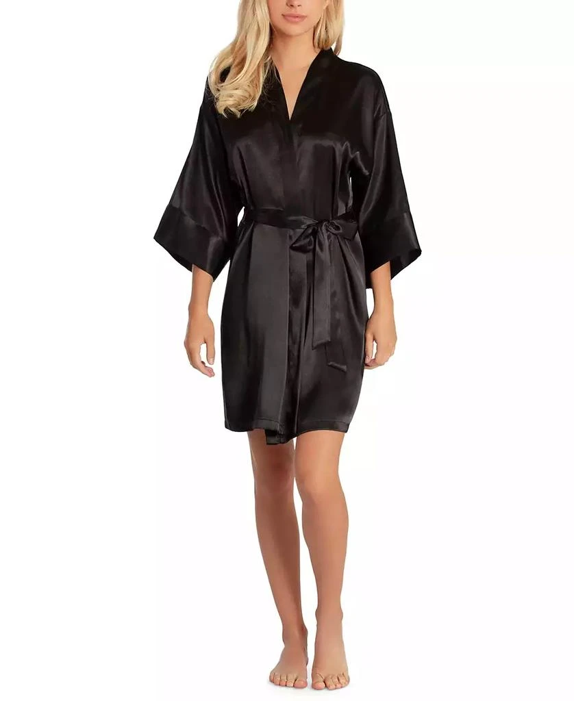 Linea Donatella Women's Short Satin Wrap Robe Lingerie 1