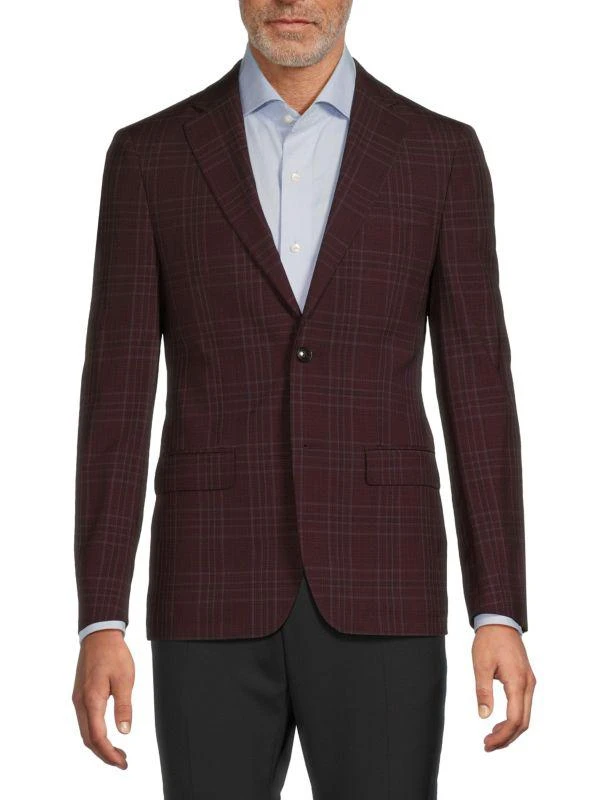Calvin Klein Slim Fit Plaid Wool Blend Blazer 1