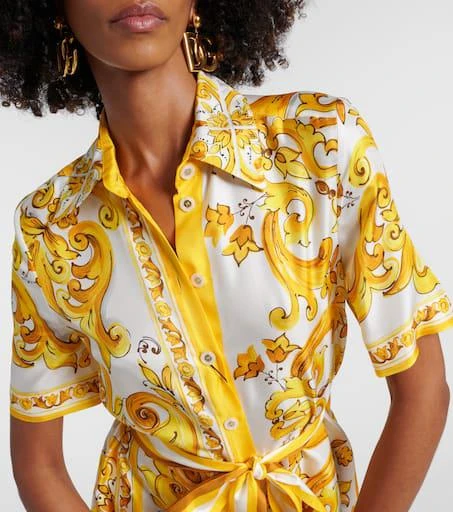Dolce 
Gabbana Majolica silk twill shirt dress 4