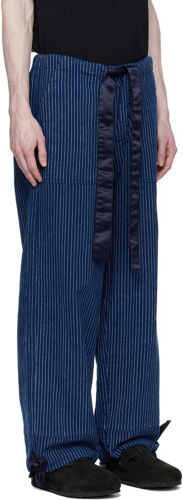 Greg Lauren Navy Pinstripe Trousers