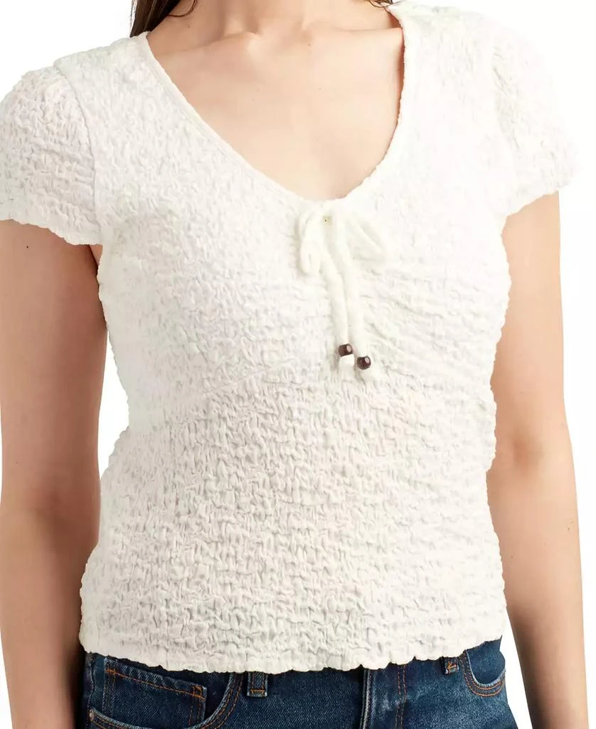 BCX Juniors' Textured Knit Cap-Sleeve Top 3