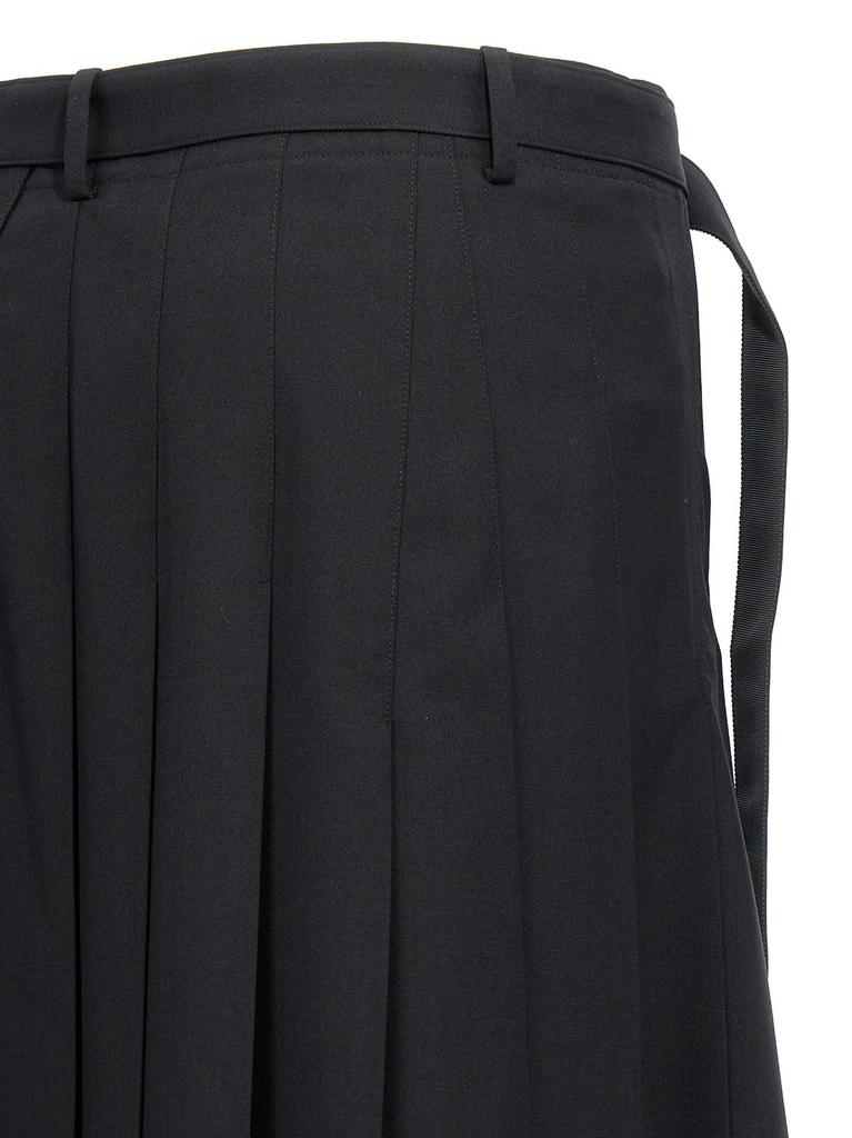 【sacai】Belted Pleated Skirt SACAI Belted pleated striped voile midi skirt | NET-A-PORTER