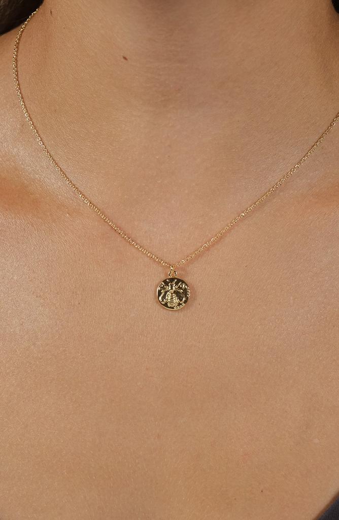 Sterling Forever Embossed Bee Pendant Necklace