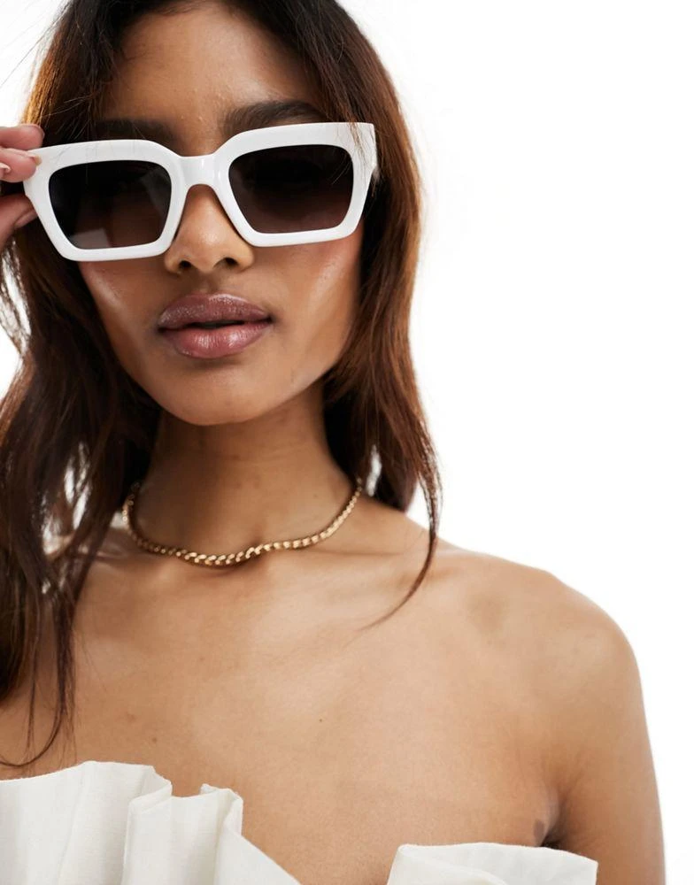 ASOS ASOS DESIGN bevel square sunglasses in white 1