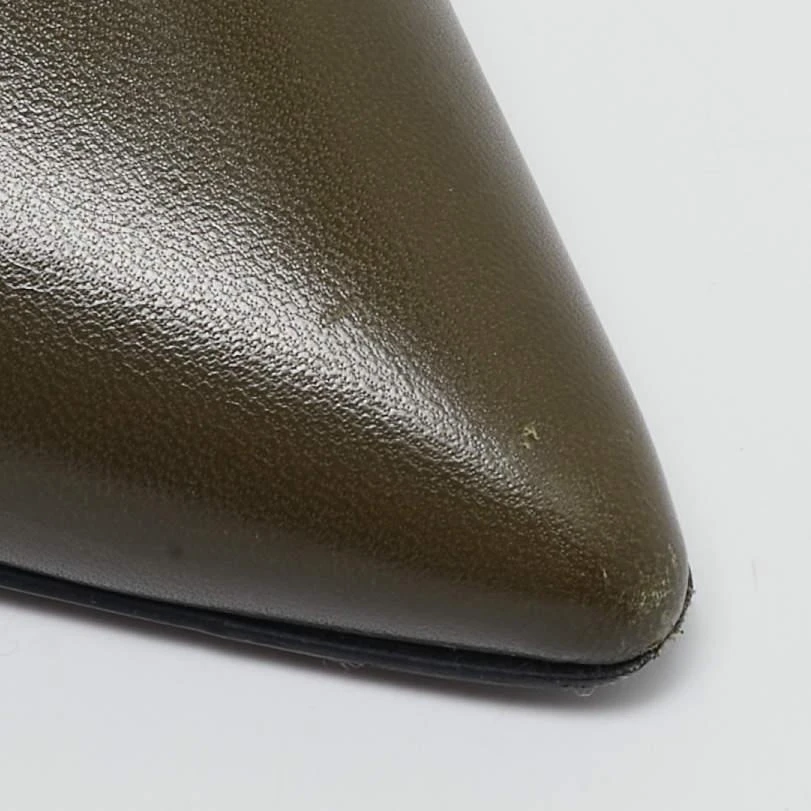 Bottega Veneta Bottega Veneta Olive Green Leather Slingback Pointed Toe Flat Pumps Size 38 7