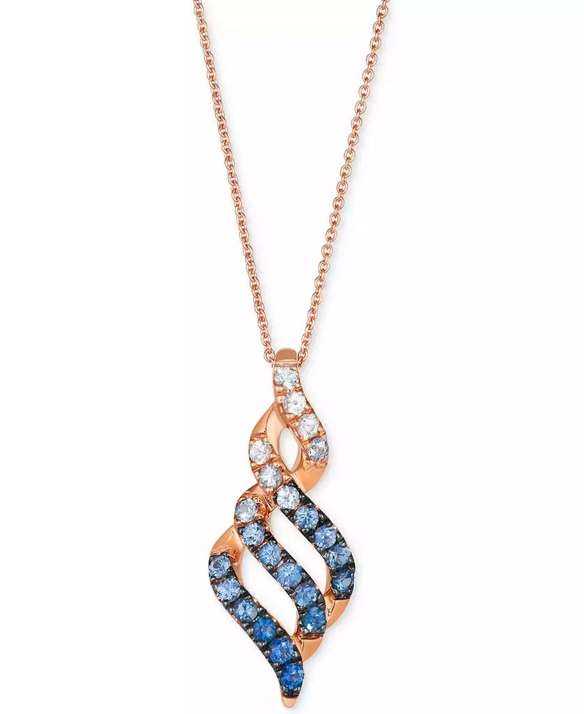 Le Vian Denim Ombré (3/4 ct. t.w.) & White Sapphire (1/8 ct. t.w.) Spiral 20" Pendant Necklace in 14k Rose Gold 1