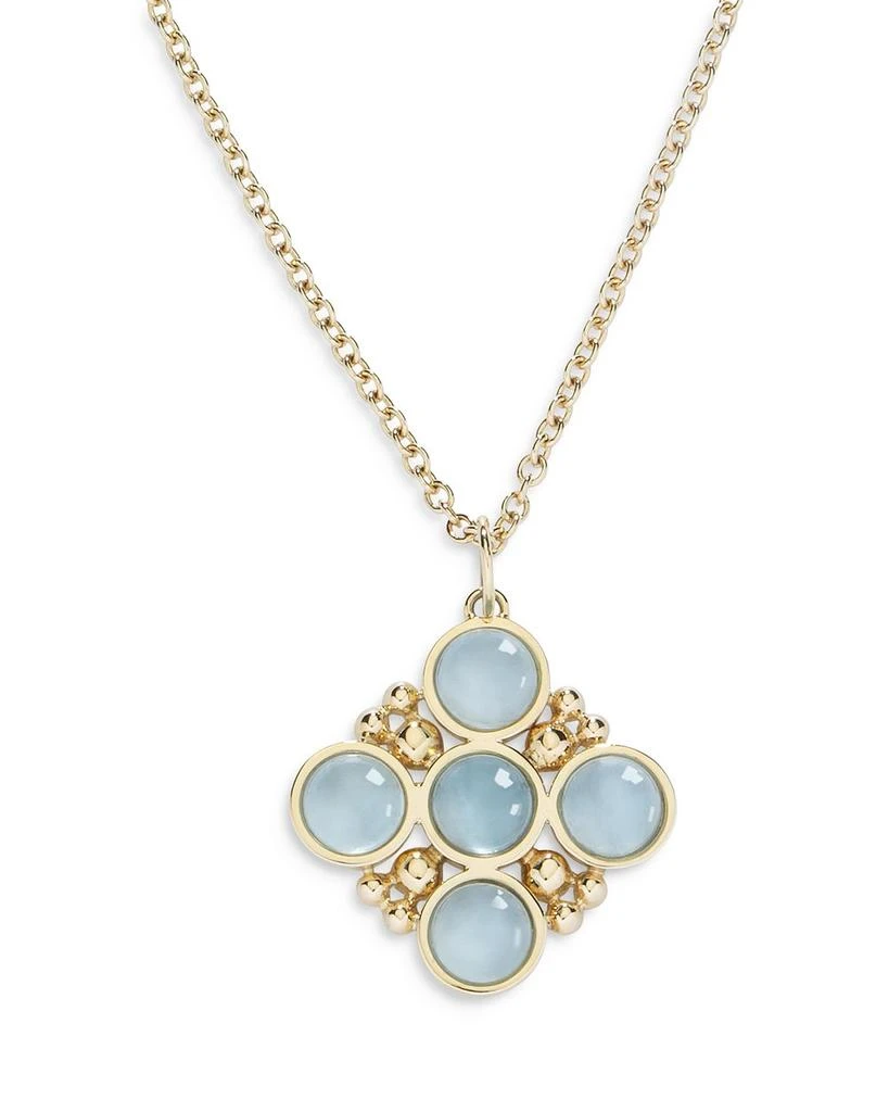 L. Klein 18K Yellow Gold Bubbles Aquamarine Bezel Pendant Necklace, 16-18" 1