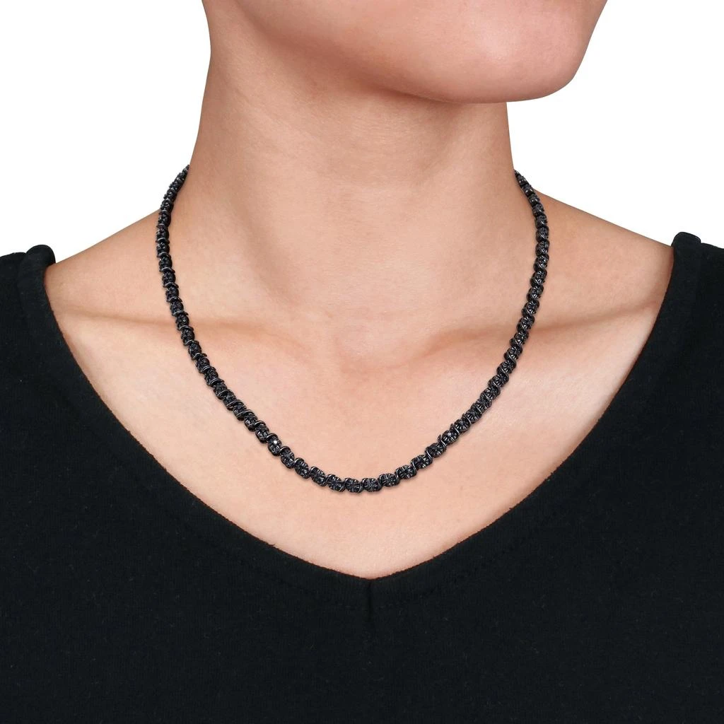 Mimi & Max 1 1/2ct TDW Black Diamond Tennis Bracelet and Necklace Set Sterling Silver Black Rhodium 2