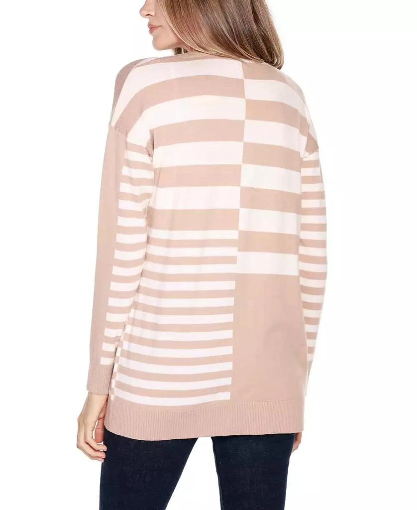 Belldini Women's Black Label Colorblocked Open-Front Cardigan Sweater 2