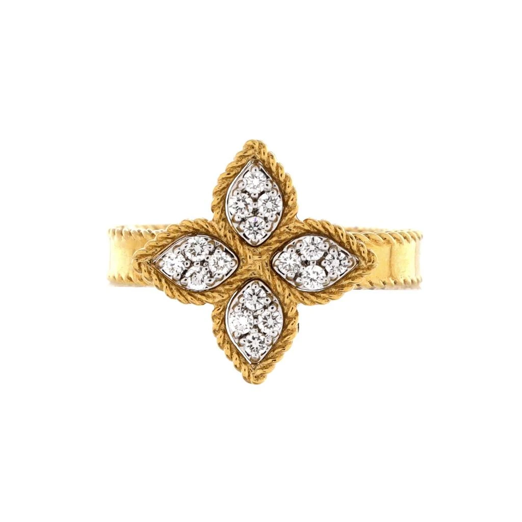 Roberto Coin Princess Flower Ring 18K Yellow Gold and 18K White Gold with Diamonds