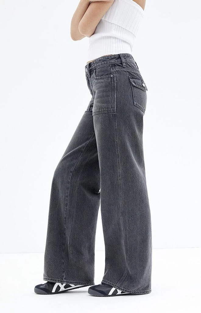 PacSun Casey Black Button Pocket Low Rise Baggy Jeans 3