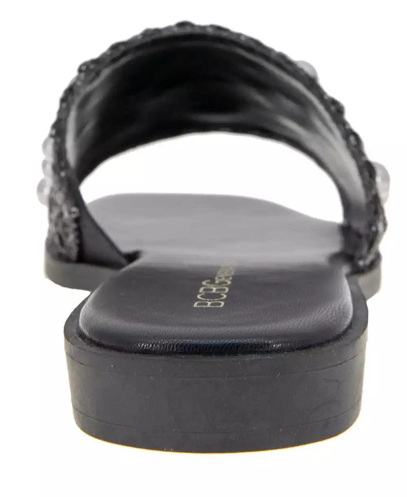 BCBG Women's Lonnie Pearl Raffia Slide Flat Sandals 3