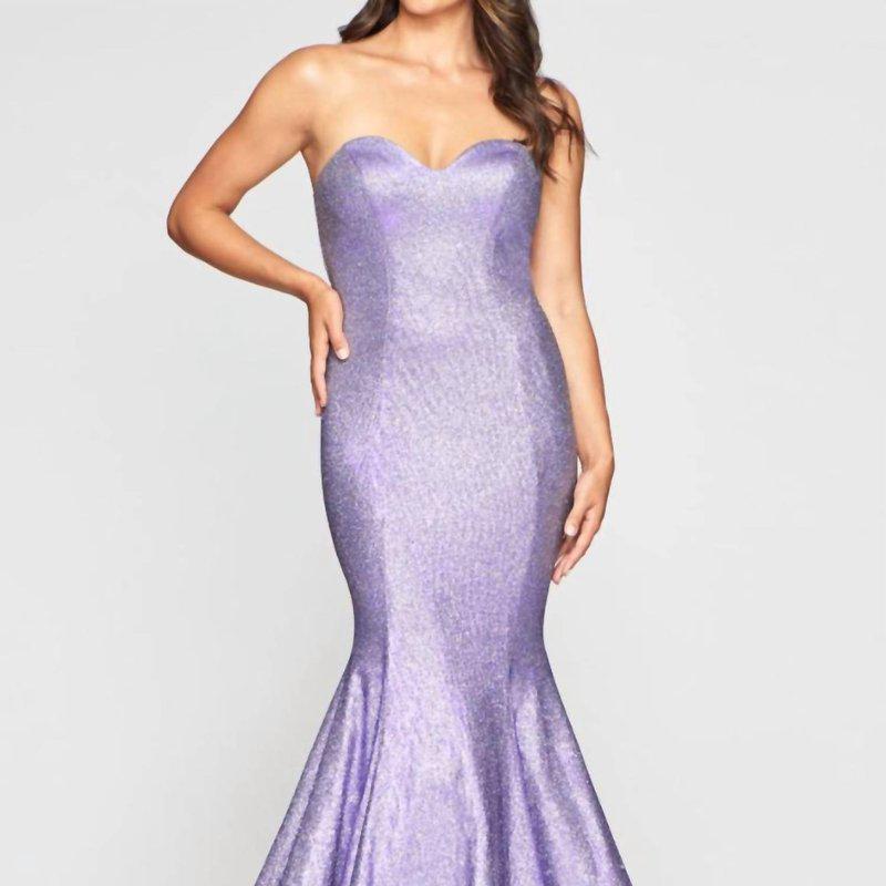 Faviana Metallic Strapless Gown