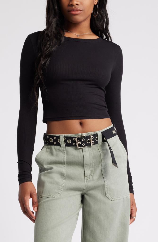 BP. Rib Long Sleeve Crop Top