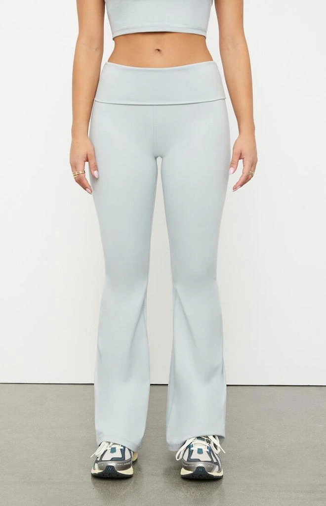 PAC 1980 PAC WHISPER Active Gray Fold-Over Waistband Flare Yoga Pants 2