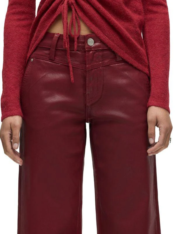 Hudson Rosie Coated High-Rise Stretch Wide-Leg Jeans 5