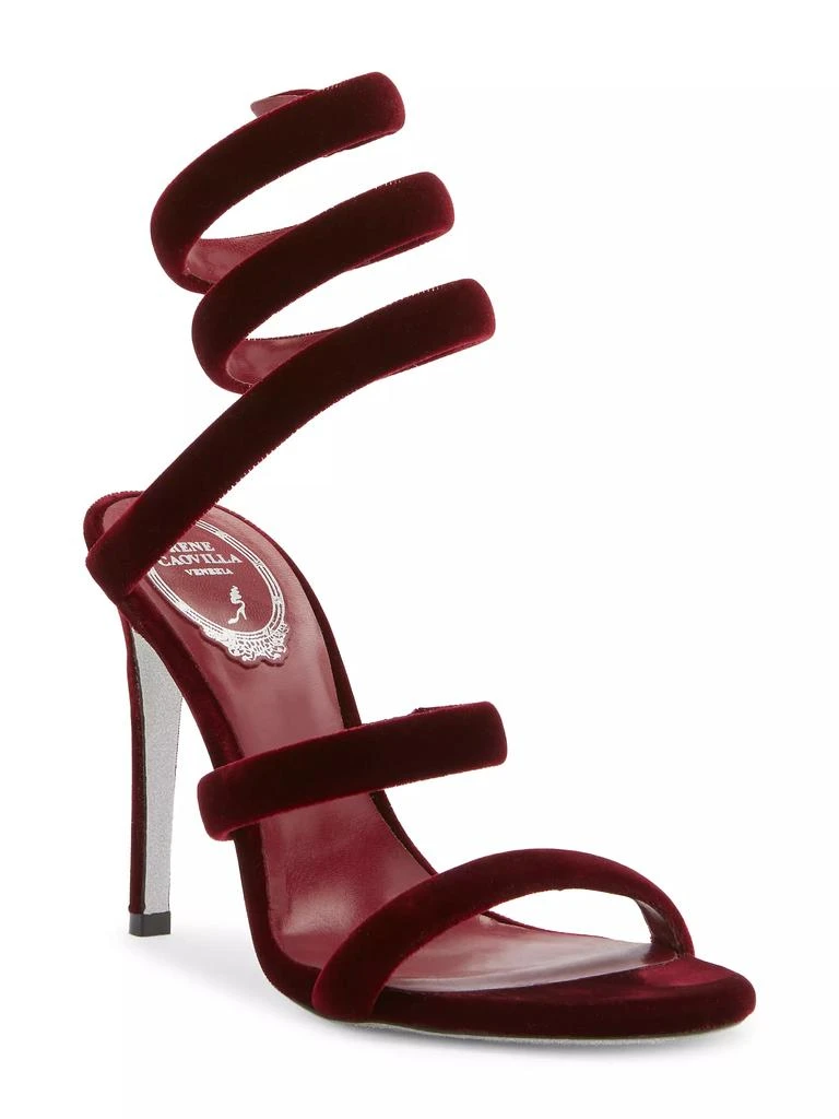 Rene Caovilla Cleo 105MM Velvet Wrap Stiletto Sandals 2