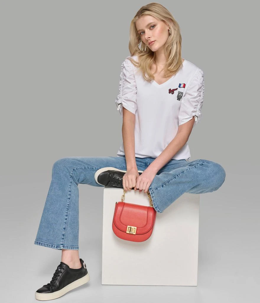 Karl Lagerfeld Paris RUCHED SHORT SLEEVE TOP WITH PINS 8