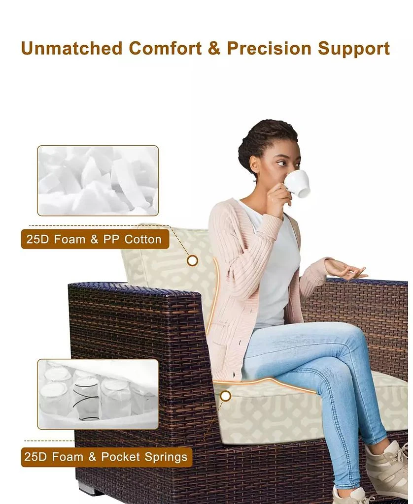 Aoodor Outdoor Patio Chair Cushions Set, Sunbrella Fabric Weather-Resistant Outdoor Cushion with Individual Pocket Springs 3