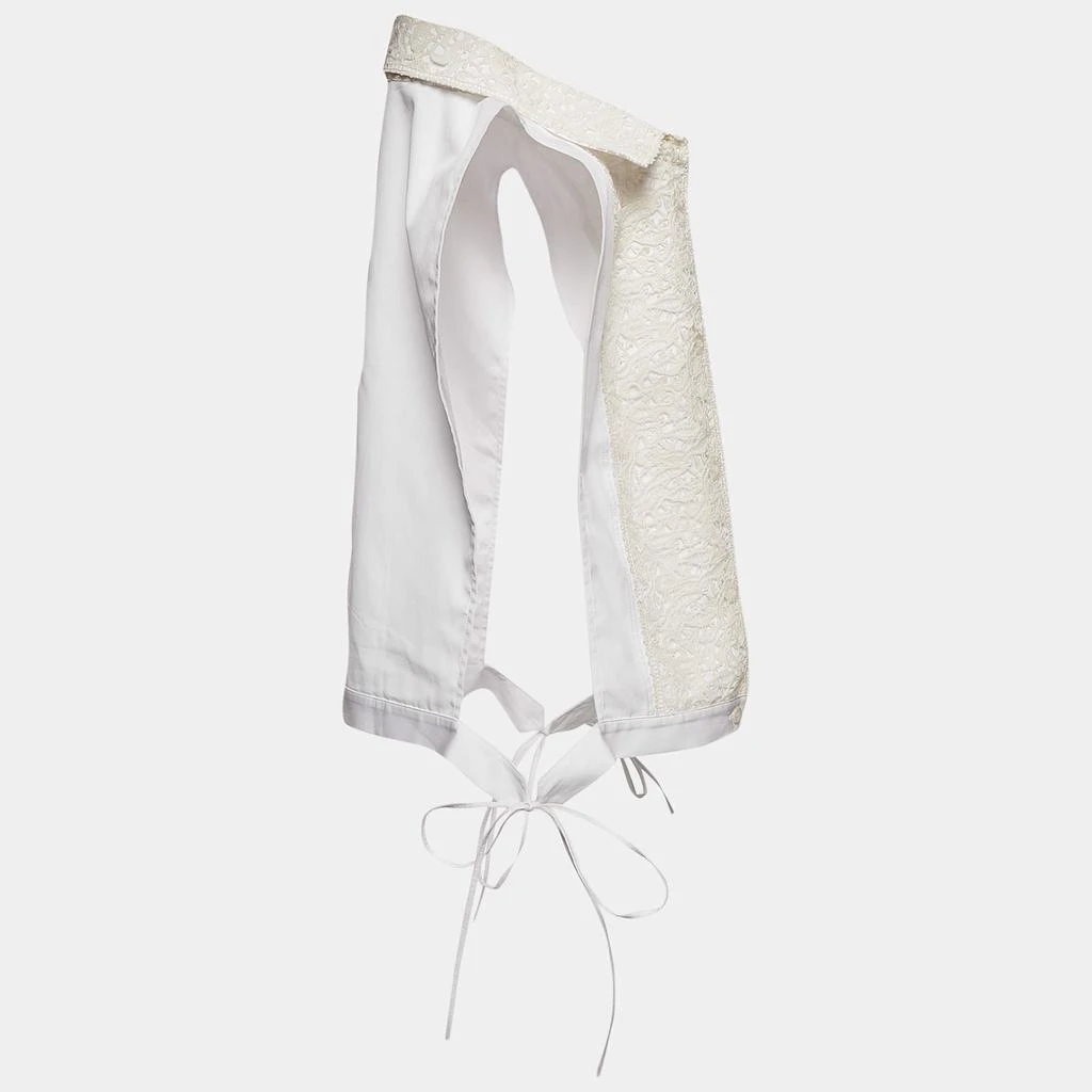Dior Dior White Cotton Lace Overlay Button Front Plastron M 3