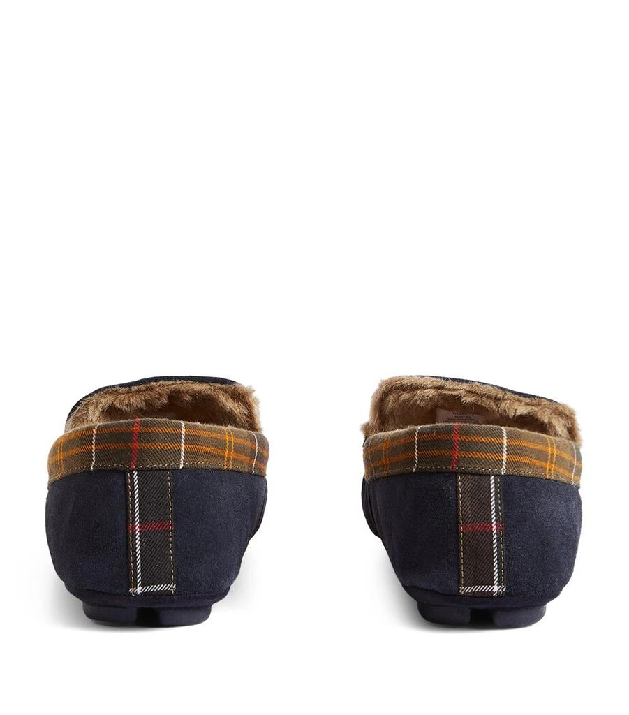 Barbour Suede Tartan-Trim Monty Slippers 3