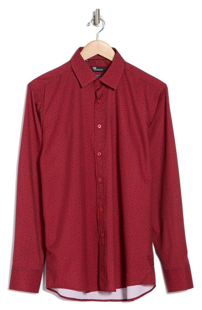 TR Premium Medallion Print Stretch Button-Up Shirt 3