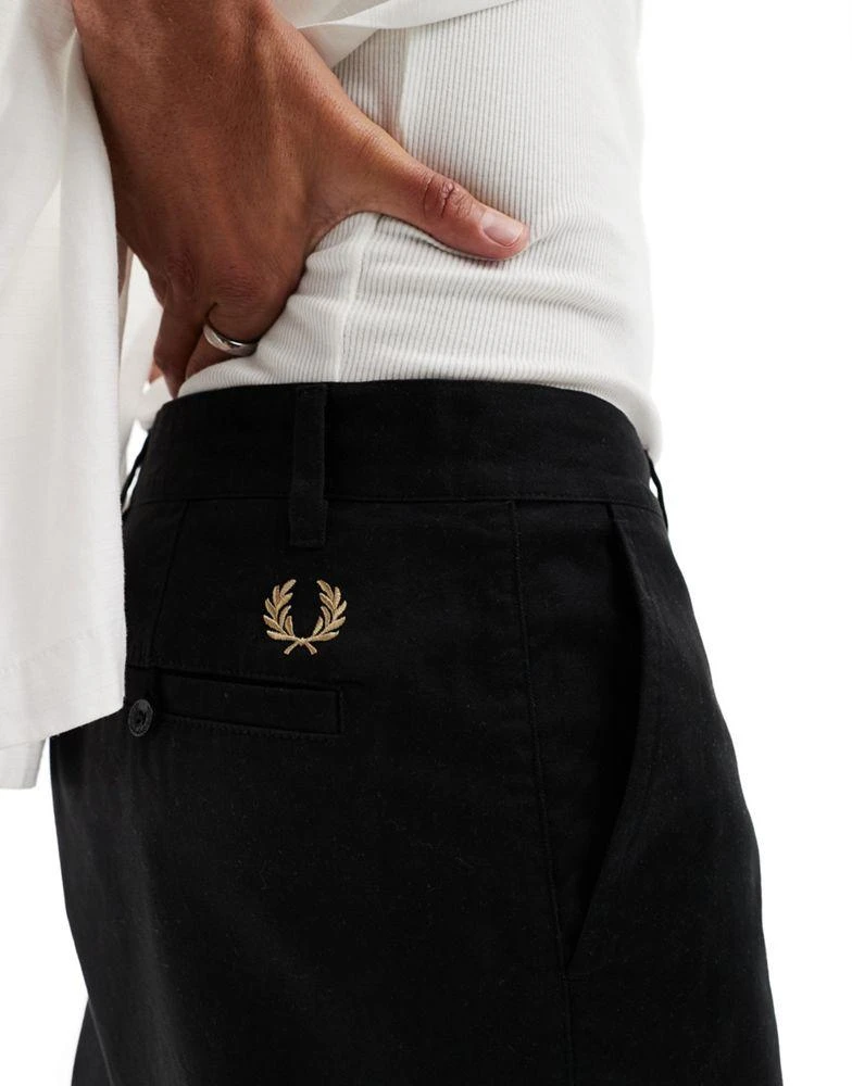 Fred Perry Fred Perry straight leg twill trouser in black 3