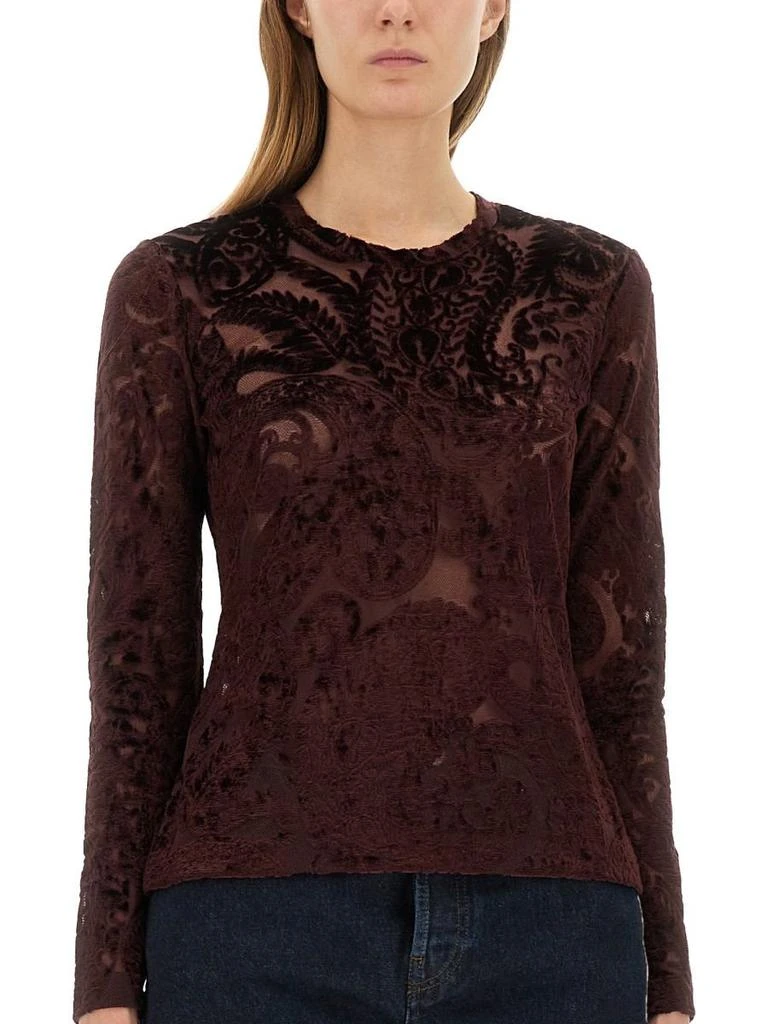 ETRO Etro Paisley Pattern Crewneck Velvet Top 4