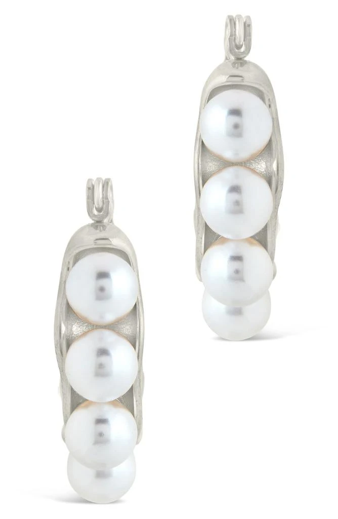 Sterling Forever Faux Pearl Hoop Earrings 4
